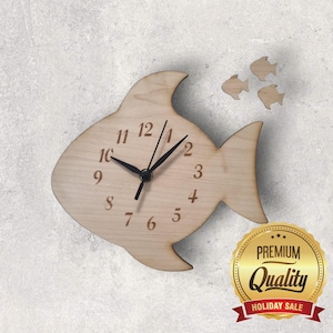 Fish Shaped Wood Clock – Cherry, Oak or Walnut Finish. Custom Sizes & Shapes Made