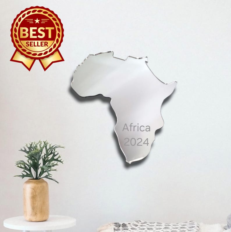 Africa Map Acrylic Mirror: Personalized Wall Art Decor image 1