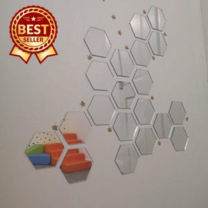 Hexagon Tiles - Silver Acrylic Mirror, available in many colours and sizes. (Bespoke Shapes Made)