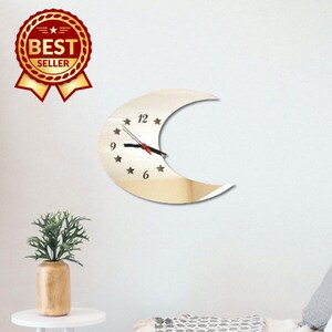 Moon Acrylic Clock – Many Colours Available (Bespoke Shapes and Sizes Made)