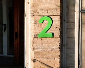 Lime Green, Floating Finish, Bespoke House Number (per digit) - Many Fonts and Size options