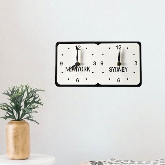 Personalised Two Time Zone Clock rectangular With Both Wall Etsy UK