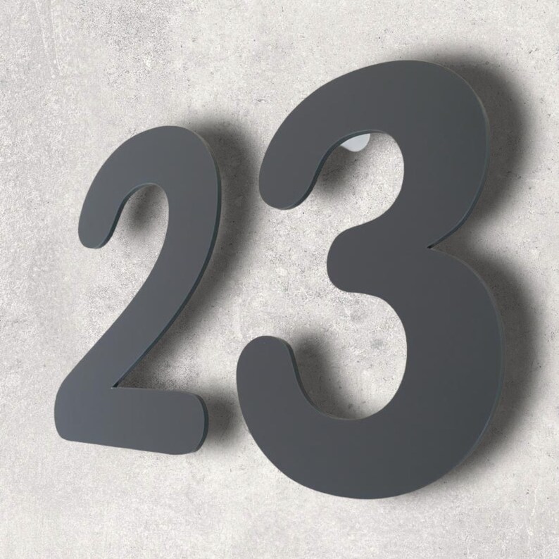 Graphite Grey, Floating Finish, Bespoke House Number (per Digit) - Many ...