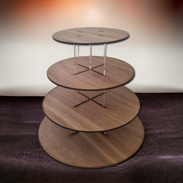 Multi Tier Wood Round Cake Stand for Weddings & Celebrations - Engraving Available