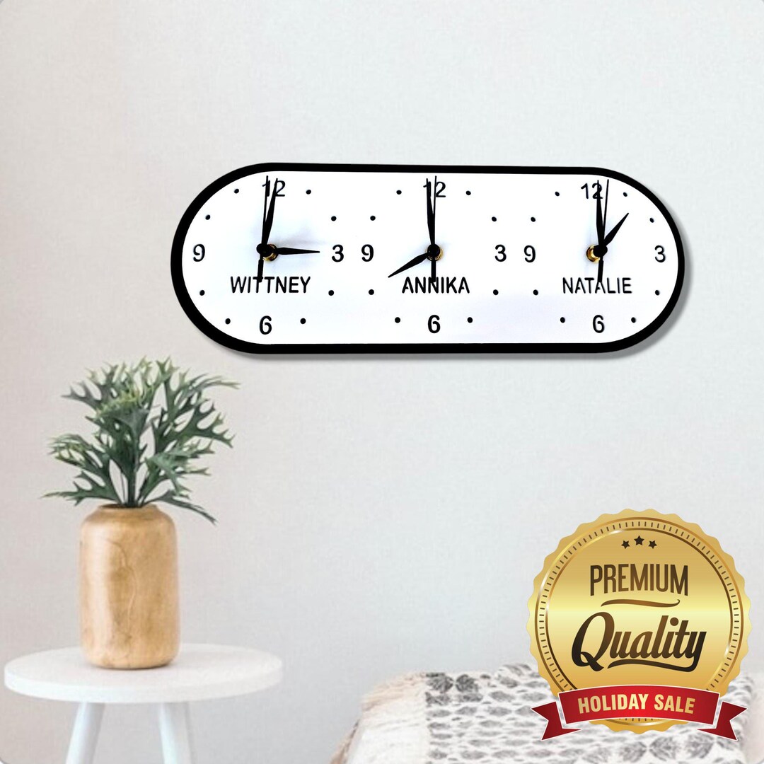 Personalized Three Time Zone Clock: Family & Friends Name Sign - Etsy ...