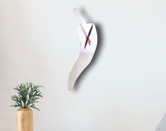 Chilli Acrylic Clock – Many Colours Available (Bespoke Shapes and Sizes Made)