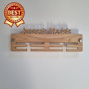 Personalised Medal Display Hanger -  Wood Options (Bespoke Made)