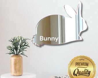 Rabbit Acrylic Mirror Wall Art: Engraved Bunny Decor
