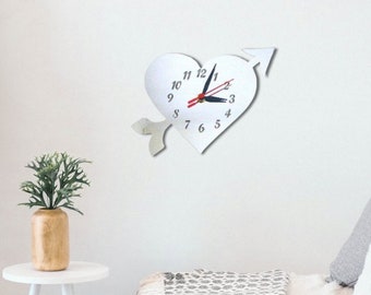 Heart & Arrow Acrylic Clock – Many Colours Available (Bespoke Shapes and Sizes Made)