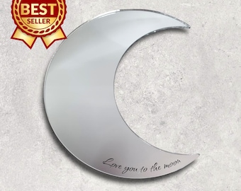 Moon Acrylic Mirror Wall Art: Personalized Engraving Options