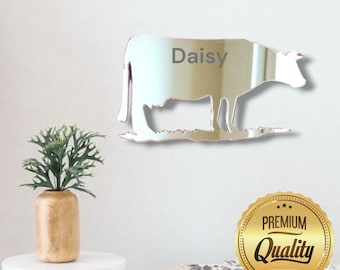 Cow Acrylic Mirror Wall Art: Personalized Engraving Available