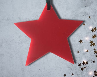 10 x Star Christmas Tree Decorations - Pack of Ten, Many Colour Options (Bespoke Shapes and Sizes Made)