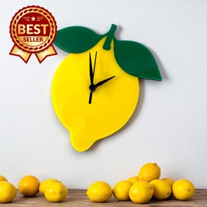 Lemon Acrylic Shaped Clock – Bespoke Size & Shapes Made (Engraving Services)