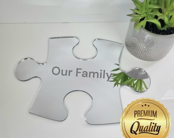 Acrylic Mirror Puzzle Piece Wall Art: Personalized Engraving