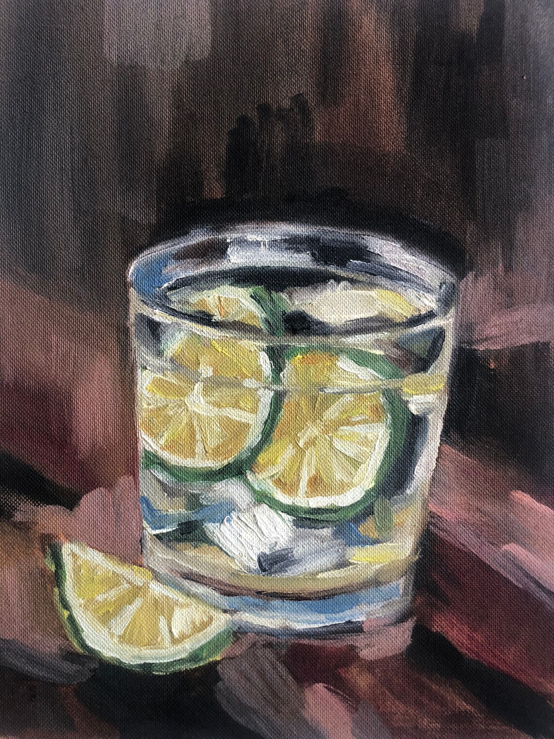 Gin Glass Oil Painting Etsy