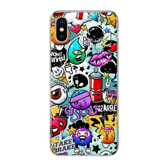 iPhone 6 6S 7 8. Fun Colorful Back Covers For iPhone 12 Pro Max 11 Pro Max 11 XS Max iPhone 6 6S 7 Plus Anime Graffiti Sticker Phone Case