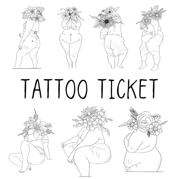 Fat Figure Floral Body Positive Tattoo Ticket - Etsy