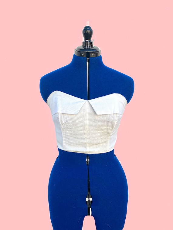 1950s Springmaid White Pique Cotton Crop Top Busti