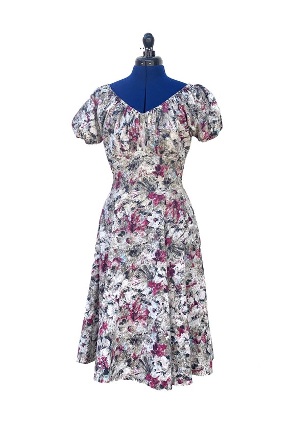 1950s Peasant Cotton Floral Dress
