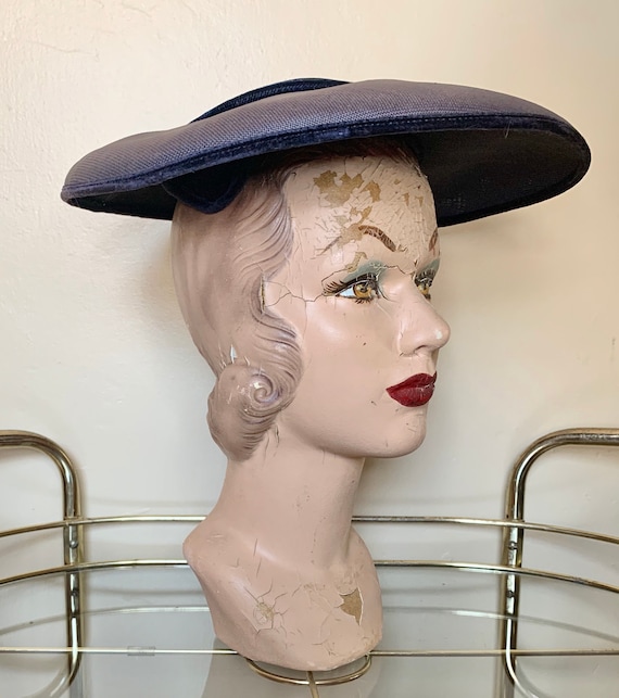 1950s Navy Wide Brim Pancake / Platter / Halo Hat