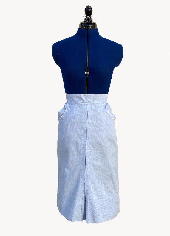 1940s Blue and White Pencil Skirt