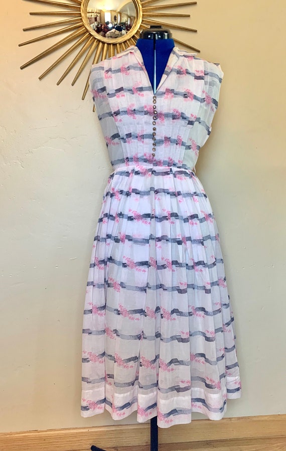 1950s R&K Originals Trompe L'Oeil Sheer Day Dress