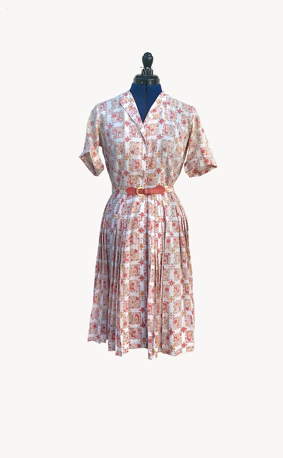 1950s Giraffe Novelty Print Day Dress