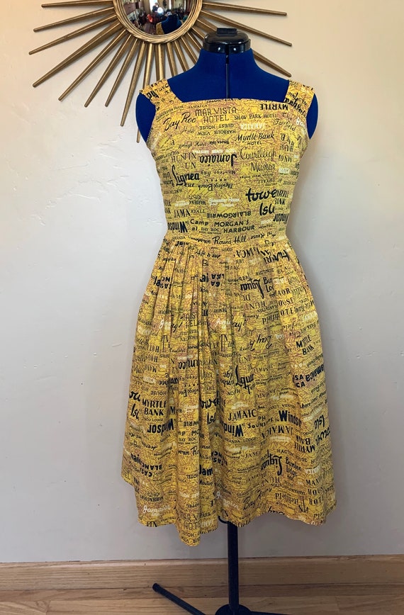 1950s/1960s Jamaica Novelty Print Day Dress