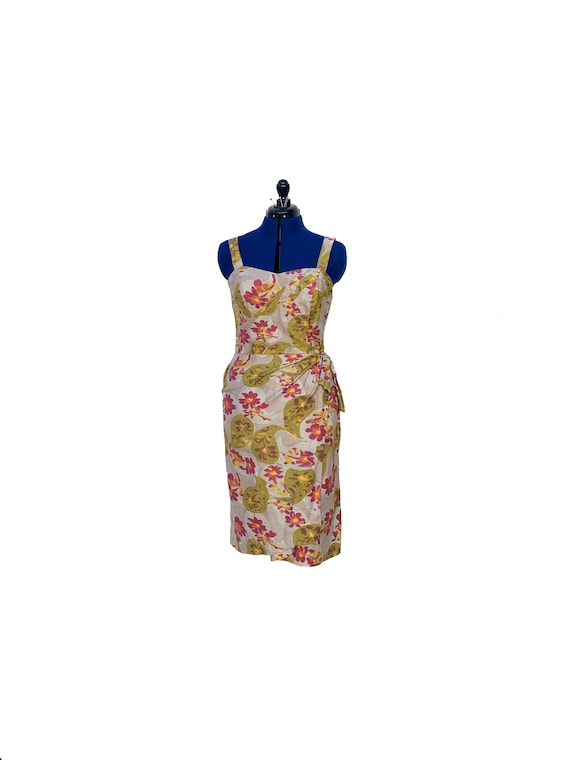 1950s 1960s Hawaiian Sarong Dress with built in Bl