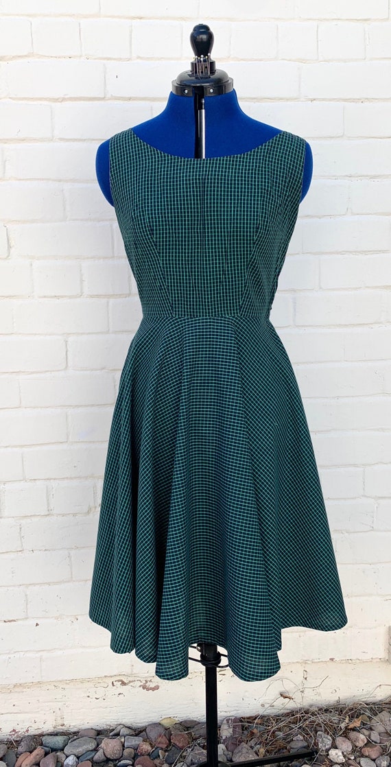1950s Plaid Cotton Day Dress