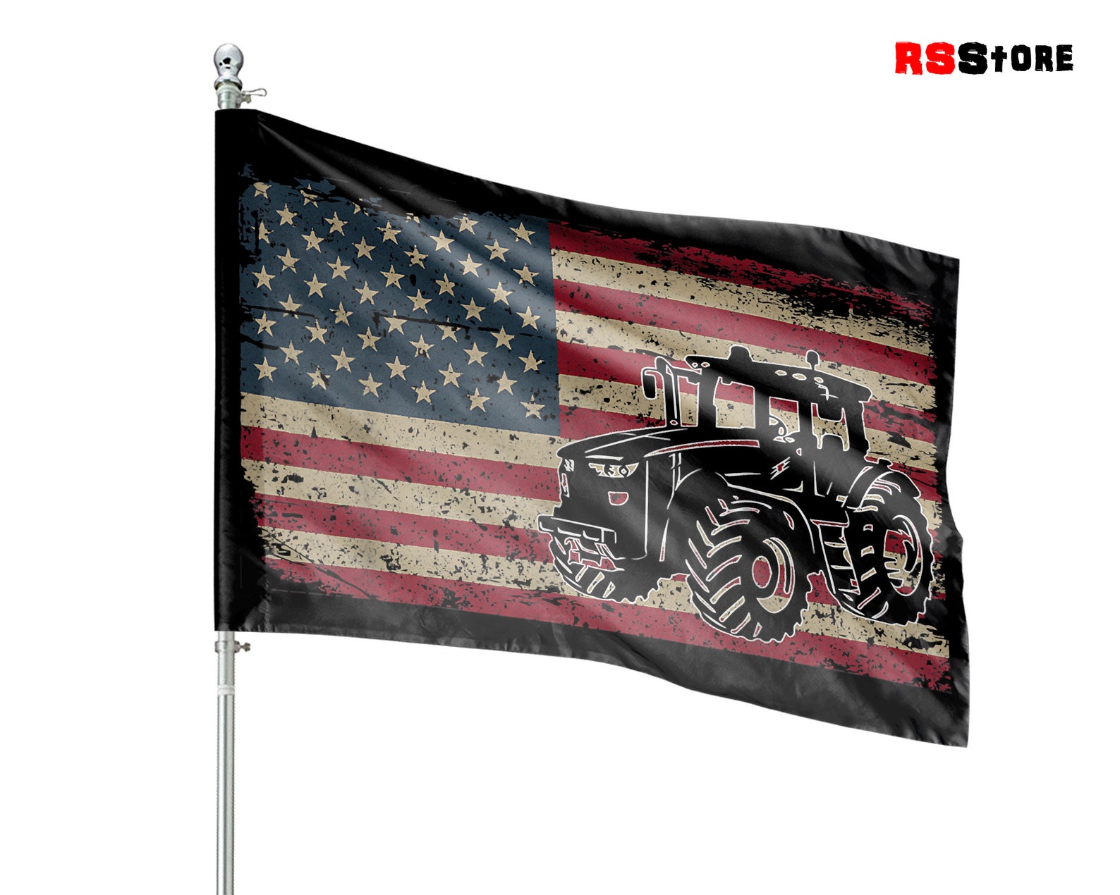 Farm Tractors USA Flag Patriotic House Flag Farm Tractors USA Etsy