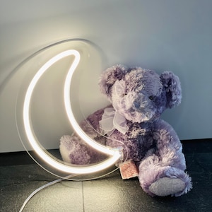Halbmond-Zeichen für Schlafzimmer - Neon-Mond-Licht-Zeichen ist benutzerdefiniertes Dekor für Zimmer, Kinderlampe, Kunst-Dekor, Neon-Lichtzeichen für Wand