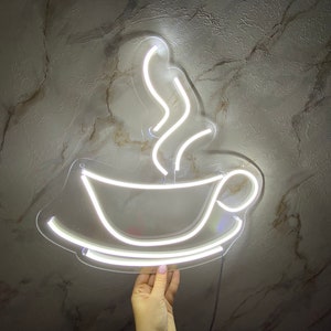 Coffee Neon Cup Sign. LED custom – Cosy kitchen room decor, Neon sign coffee cup