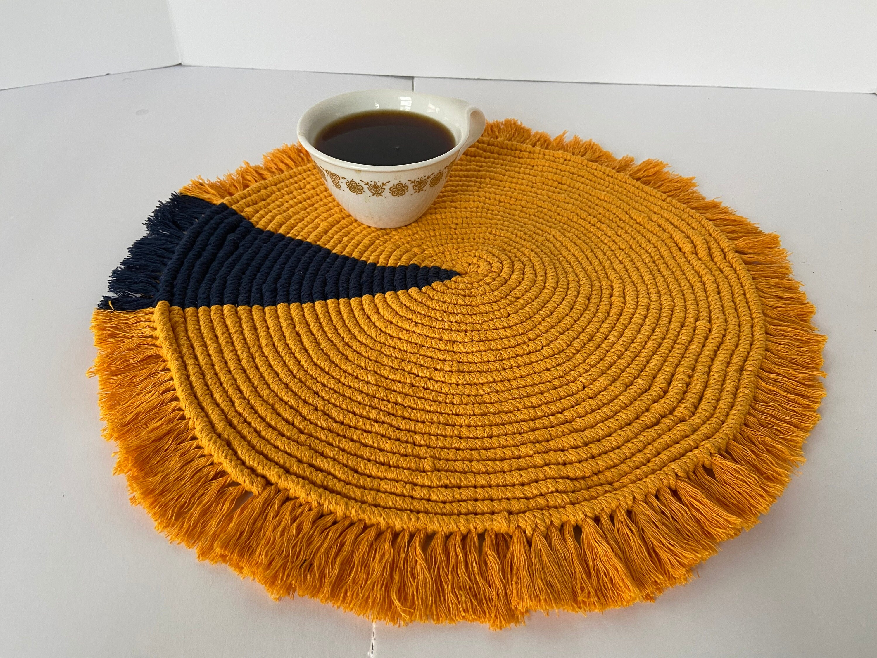 Round Woven Place Mats Dinning Set Etsy UK