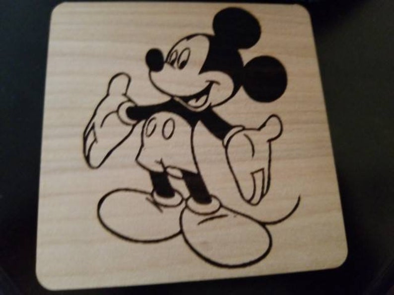 Set of 4 Wood Coasters Mickey Mouse Disney Coasters