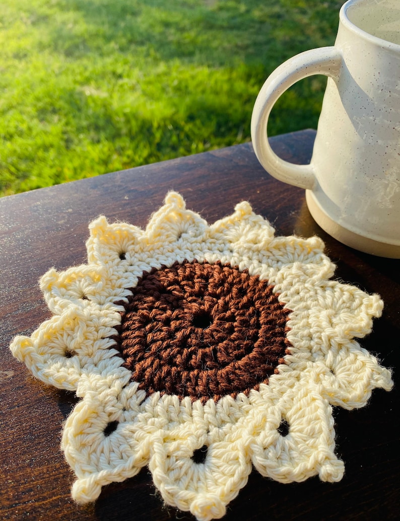 coasters for drinks table top protection, living room decor house warming gift Hand crochet Flower coasters