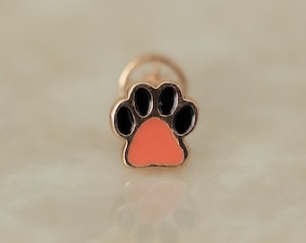 Paw Piercing, Dainty 14k Solid Gold Dog Paw Figure Helix, Tragus, Conch, Ear Cartilage Piercing