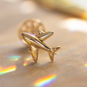 Flugzeug Piercing, Reisende Ohrring, 14K Solid Gold Flugzeug Piercing, Geschenk für Reisende, Geschenk für Pilot