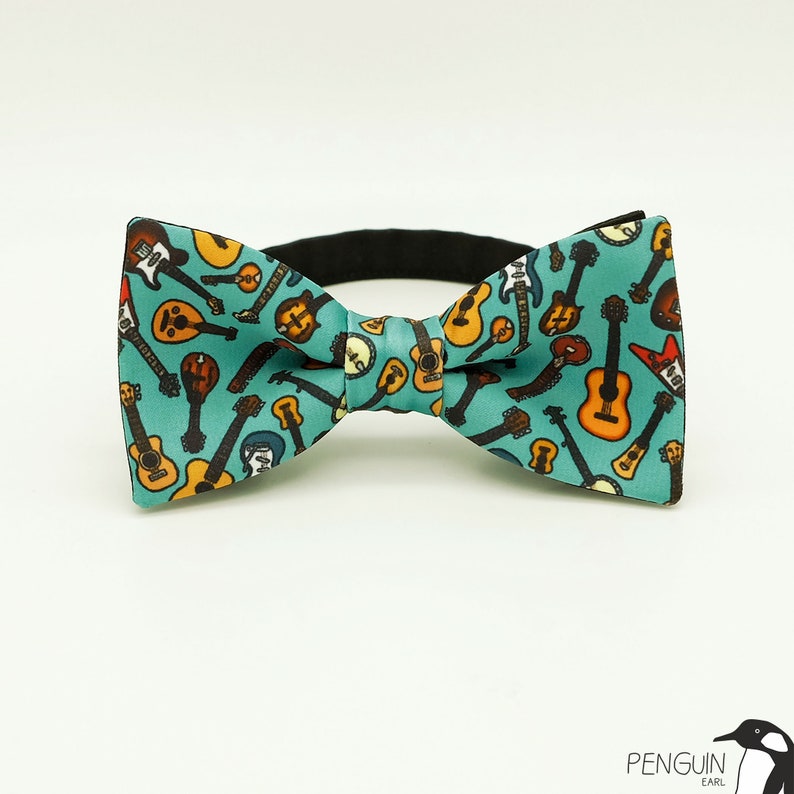 birthday gift idea guitarsbowtie turquoise bow tie Guitar bow tie rock bow tie bow tie cat bow tie kid bow tie guitar gift bowtie