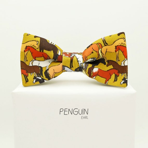 Horses Bow Tie Horse Bowtie Brown Bow Tie Animals Bow Tie | Etsy
