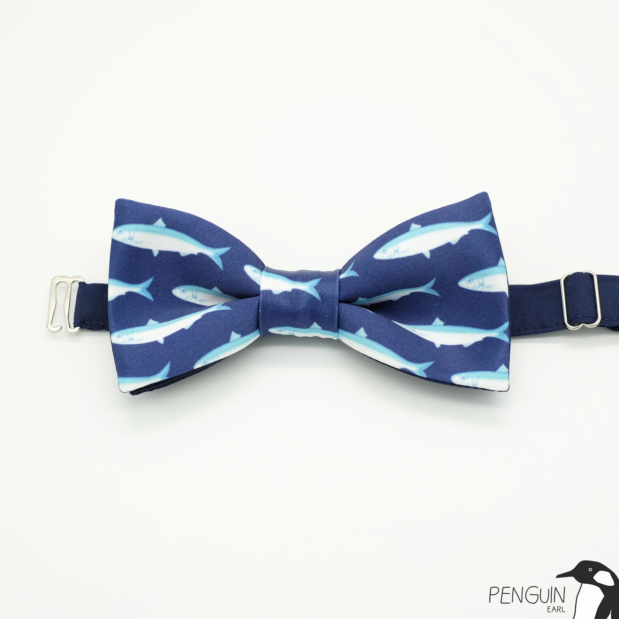 Ocean bow tie fish bowtie marine pattern navy blue bow tie | Etsy