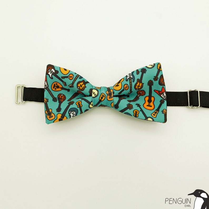 birthday gift idea guitarsbowtie turquoise bow tie Guitar bow tie rock bow tie bow tie cat bow tie kid bow tie guitar gift bowtie