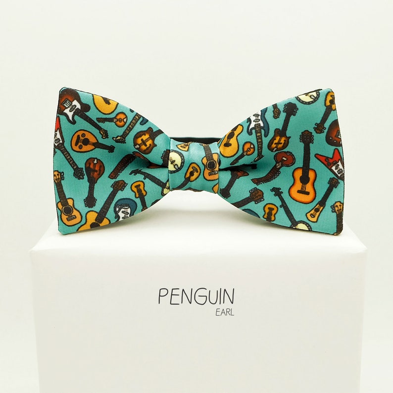 birthday gift idea guitarsbowtie turquoise bow tie Guitar bow tie rock bow tie bow tie cat bow tie kid bow tie guitar gift bowtie