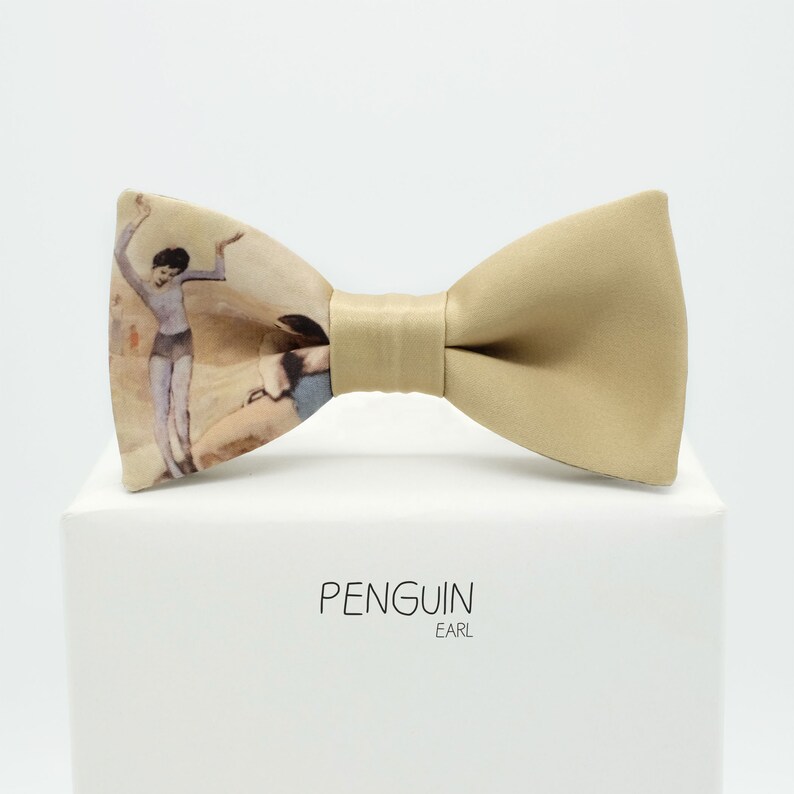 art bow tie picasso bow tie Girl on a Ball bow tie beige bowtie pablo picasso tie christmas gift idea Young Acrobat on a Ball bow tie