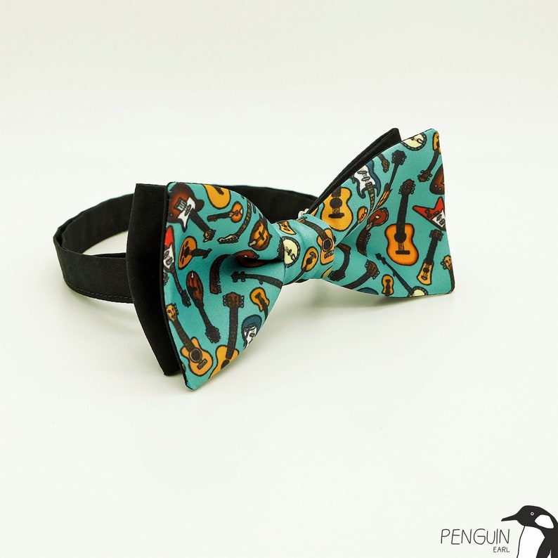 birthday gift idea guitarsbowtie turquoise bow tie Guitar bow tie rock bow tie bow tie cat bow tie kid bow tie guitar gift bowtie