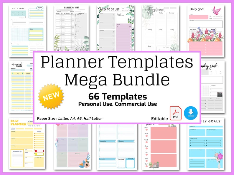 Printable Editable Planner Templates Bundle Editable Planner Etsy UK