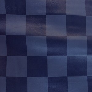 Pode incluir: Um padrão xadrez azul e azul escuro. O padrão é feito de quadrados e é ligeiramente texturizado.