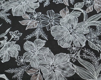 black & white floral printed pig skin