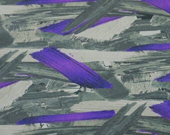 May include: Abstract art print with a textured background and purple brushstrokes. The brushstrokes are layered and create a dynamic pattern.