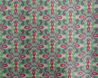 pink & grey, green printed pig skin